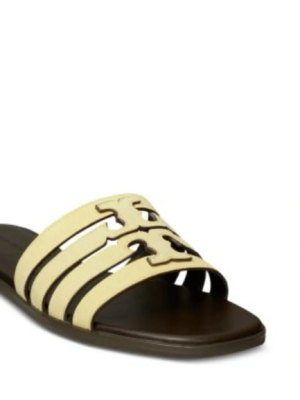 Tory Burch Pale Yellow Leather Slide Mules New With Original Box And Dust Bag